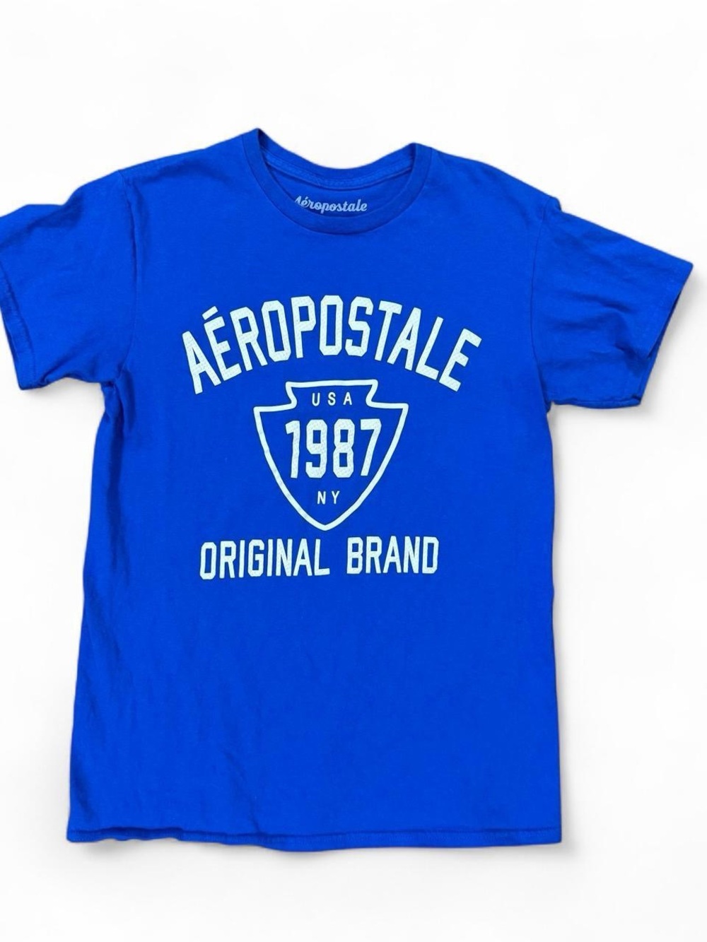 Y2K Aeropostale Blue Cotton Graphic T-Shirt Aéropostale USA 1987 NY Size S